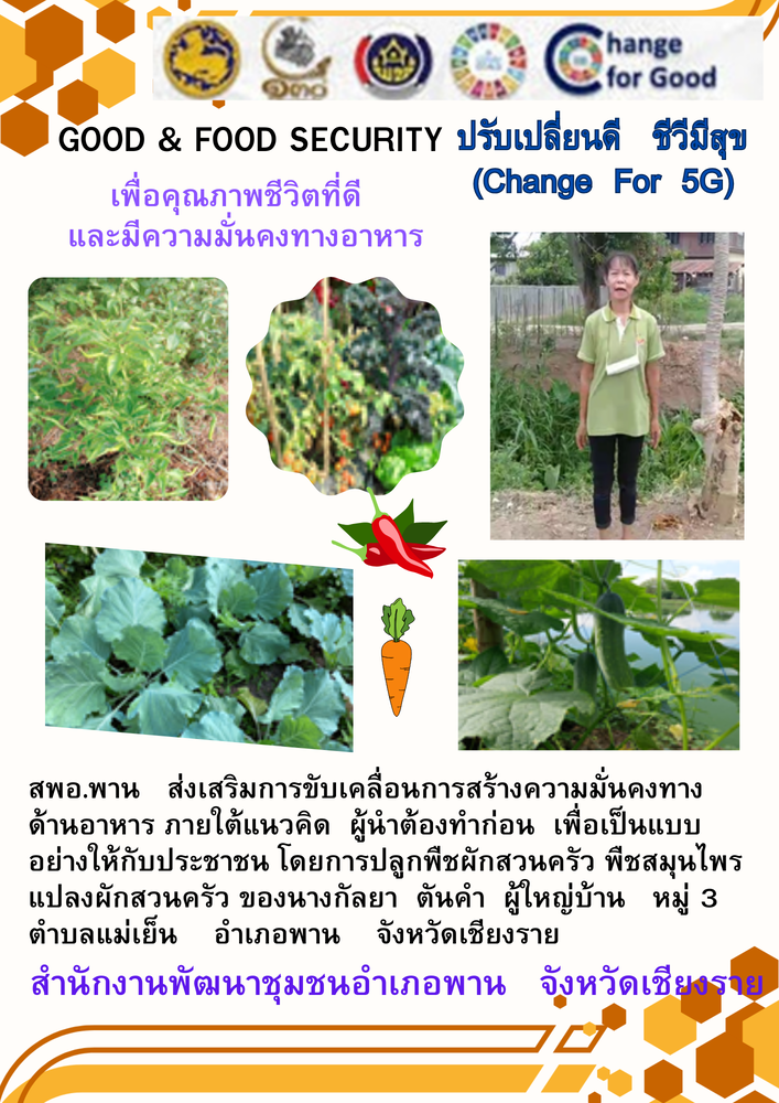  📩ฉบับที่ 5/031268 สำนักงานพัฒนาชุมชนอำเภอพาน ส่งเสริมการขับเคลื่อนการสร้างความมั่นคงทางด้านอาหาร ภายใต้แนวคิด "ผู้นำต้องทำก่อน"